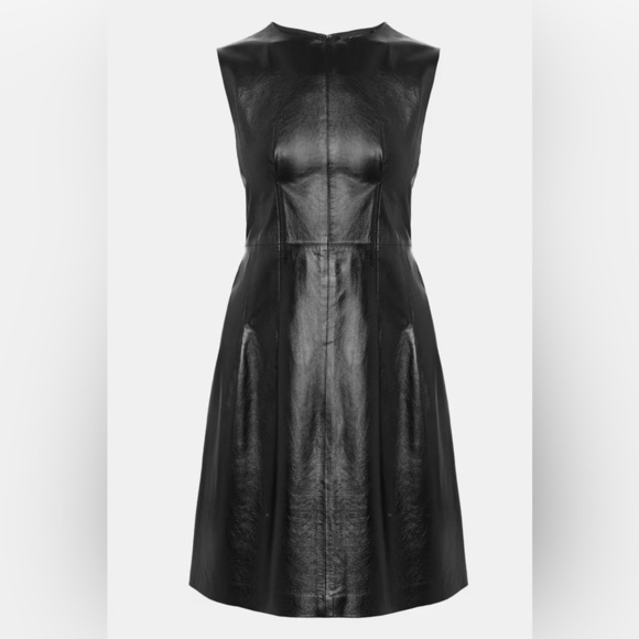 THEORY***100% Lamb Leather Elegant Black Darted Dress**US 2****$995 - Picture 4 of 8